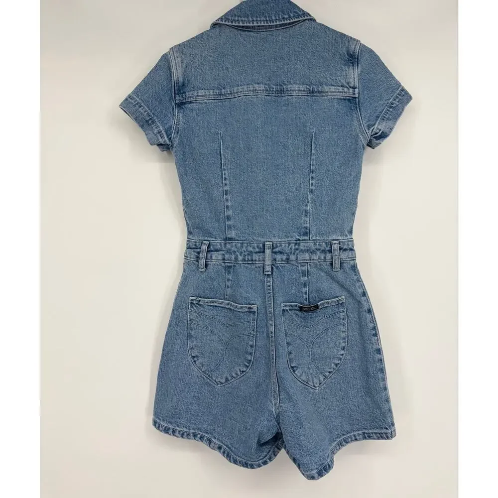 Rolla's Sailor Denim Romper in Lily Blue